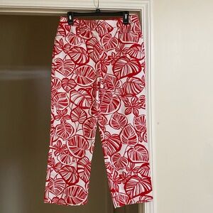 Ladies red and white capris